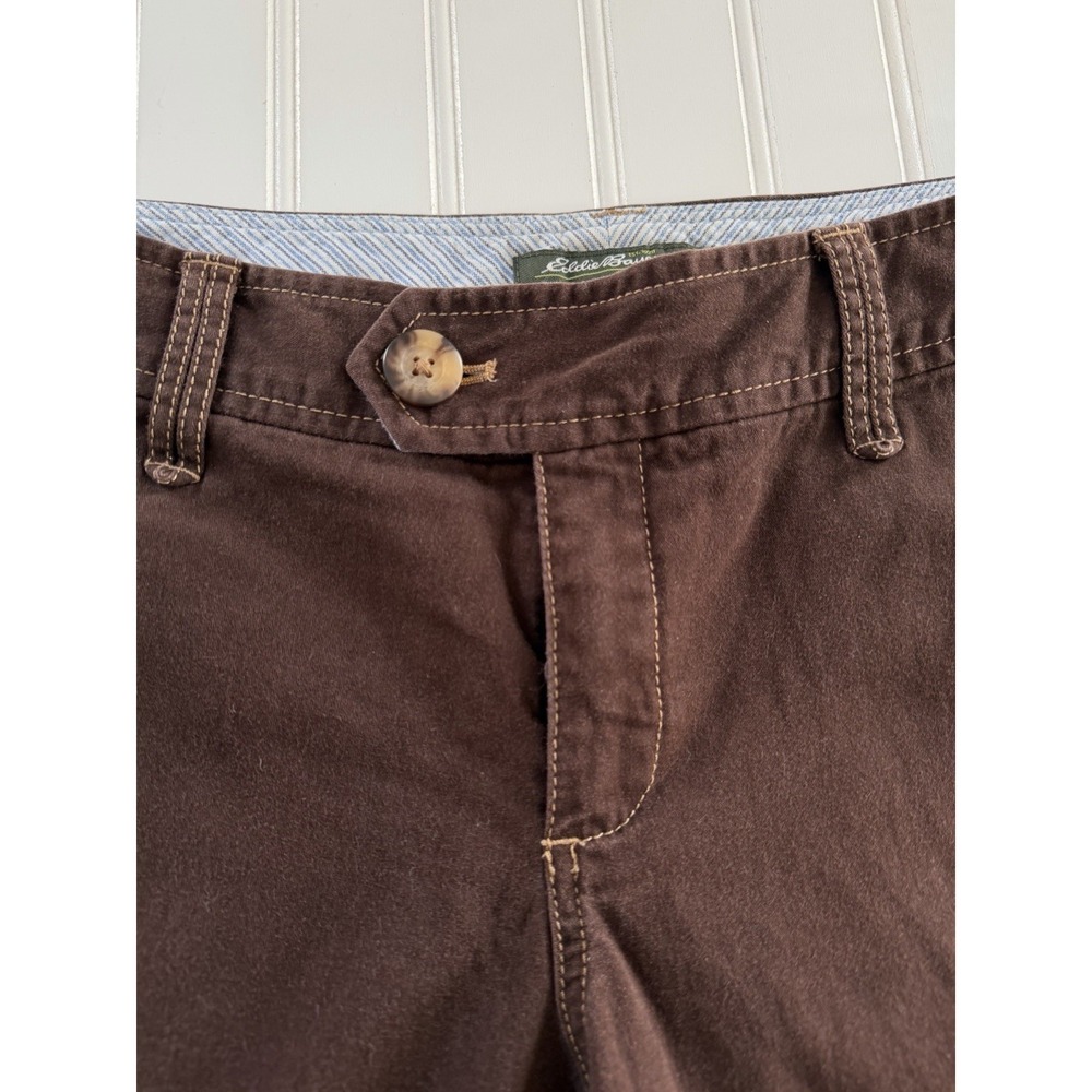 Eddie Bauer Bermuda Shorts Women's 8 Brown Cotton Stretch Pockets - Picture 2 of 10